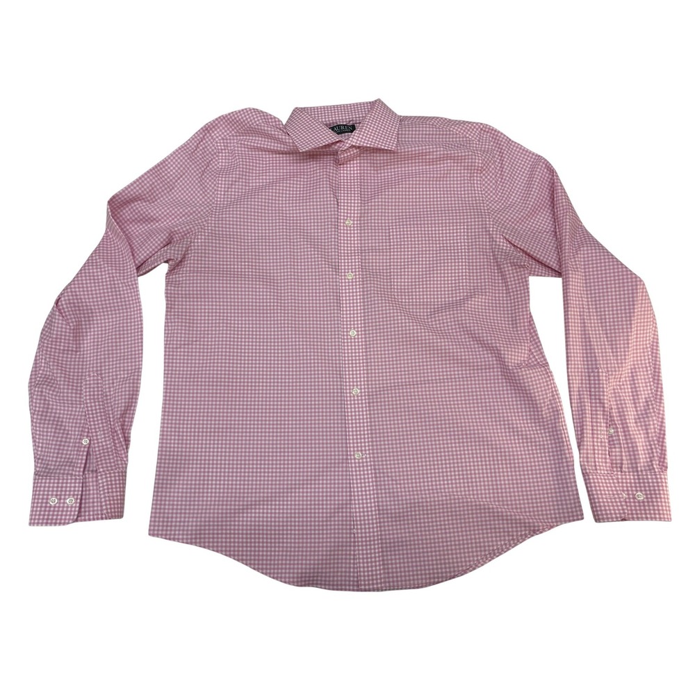 Lauren Ralph Lauren Mens Pink Gingham Check Regular Fit Stretch Shirt 16.5 36/37